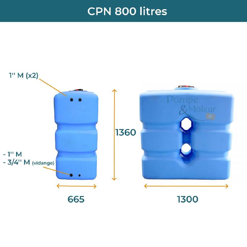 Cuve 800l Aérienne De Récupération D'eau - Réservoir Compact Bleu - Elbi Cpn800_1