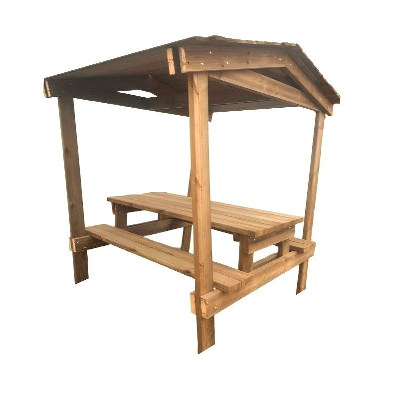 Table pique-nique en bois avec toit kiosque - Pin autoclave classe IV - Garantie 10 ans_1