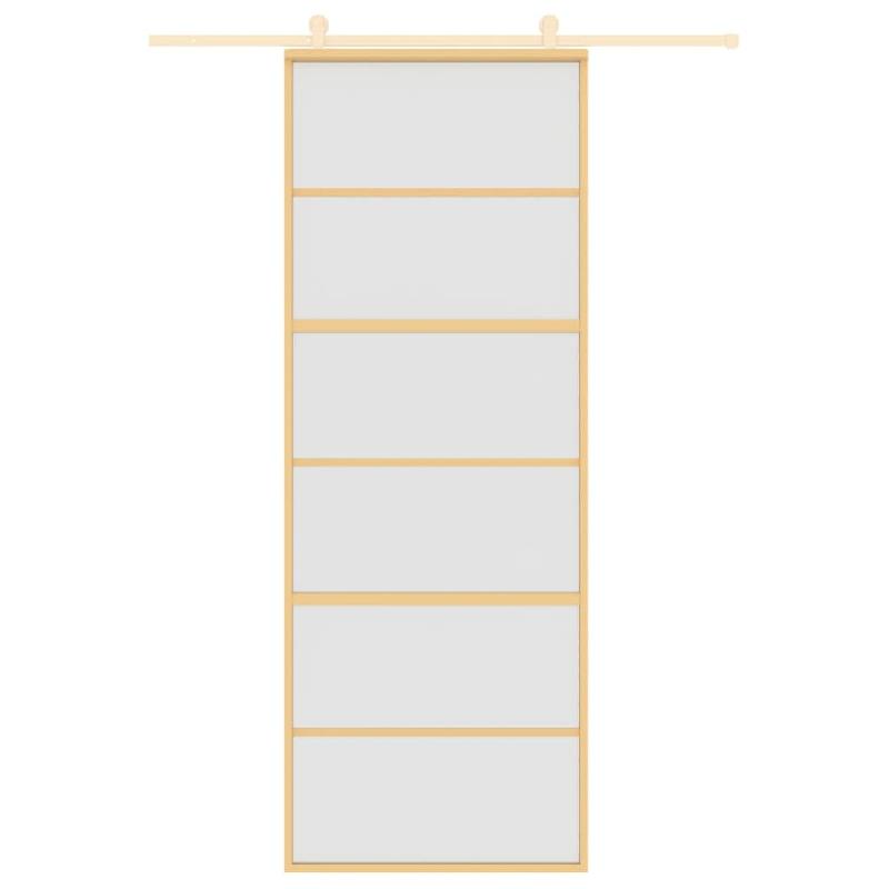 Vidaxl porte coulissante doré 76x205 cm verre esg dépoli et aluminium 155163_1