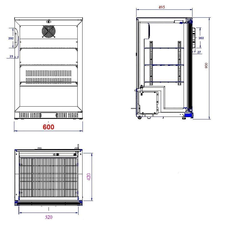 Arrière bar réfrigérée noir 1 porte l600 7527.0005 COMBISTEEL_1
