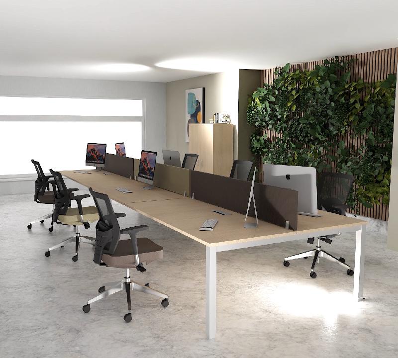 Bureau 6 personnes Tempo - Mobel linea - Alu, Chêne moyen , 540_0