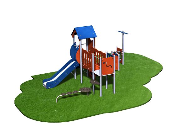 Structure de jeux 2 tours avec manipulation nautilus - STI20904I - pour enfants de 1 à 8 ans - capacité 22 enfants - avec toboggan et mur d'escalade_1