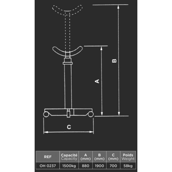 Vérin de fosse - CLAS OH 0237 - 2 étages - 1,5T - Descente type homme mort - Garantie 2 ans_1
