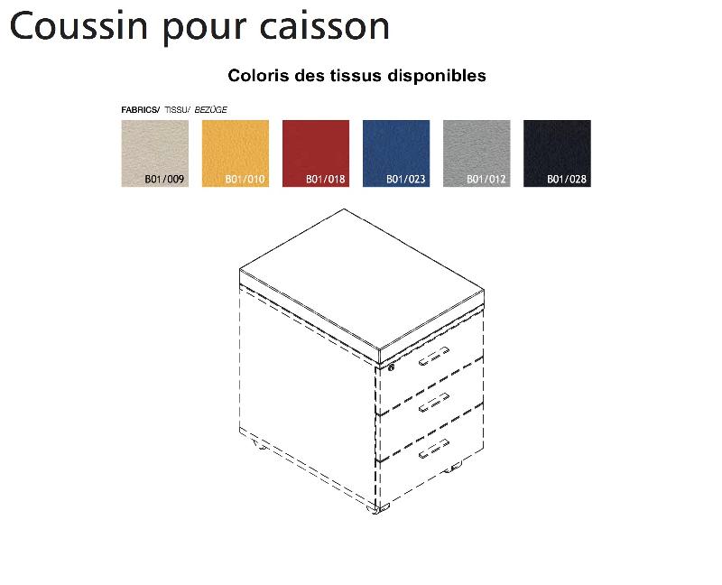 Caisson mobile 3 tiroirs avec coussin - Officity - Bleu, 3 tiroirs, Orme_1