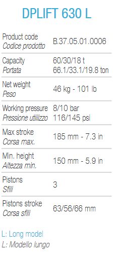 Dplift 630 L - Crics pour véhicules lourds Dino Paoli - Capacité 60/30/18T - Poids 46 kg_1