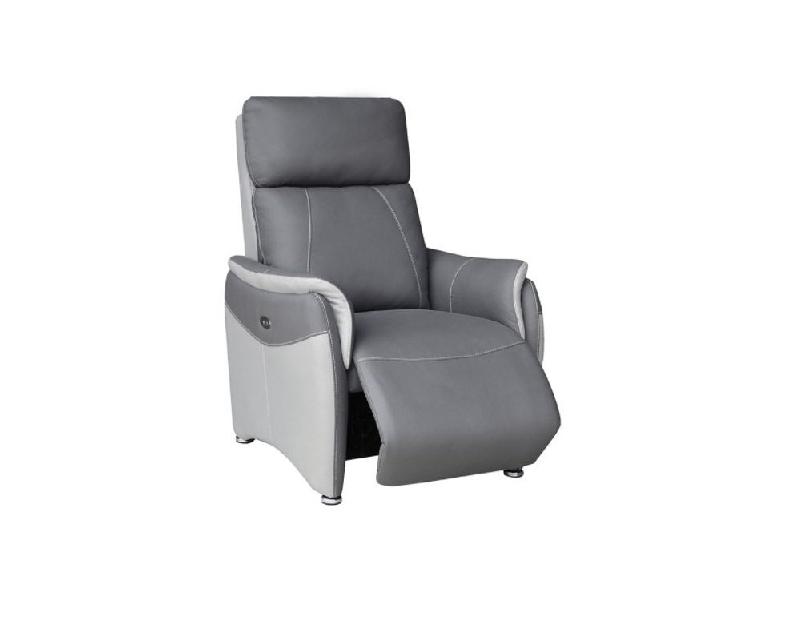 Fauteuil relax électrique Cabries - Zéro Gravité - Microfibre bi-color Plomb et Gris Perle_1