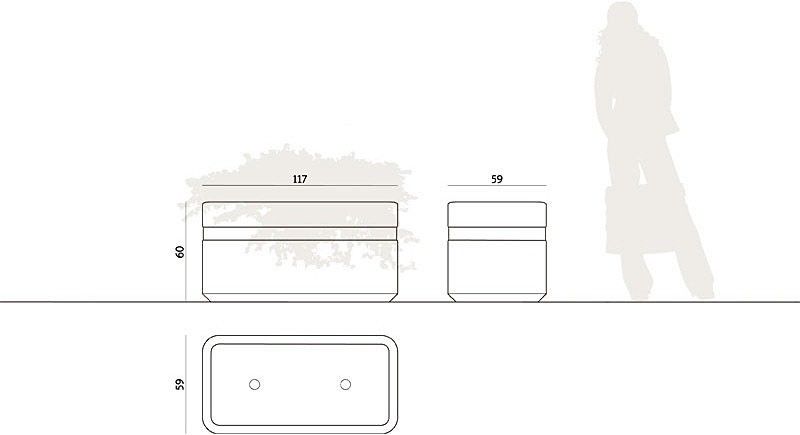 Genewa 133140 - Jardinières en béton sablé ou peint - Komserwis - Hauteur : 60 cm_1