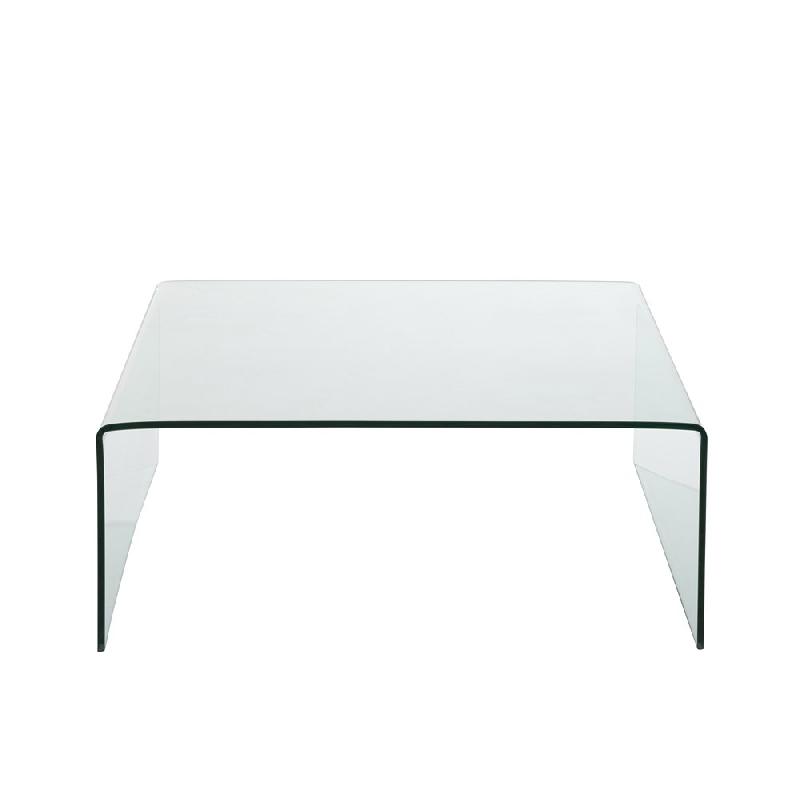 Table basse carrée Mainty en verre trempé transparent - design moderne - 100x100x37 cm - capacité 50 kg_1