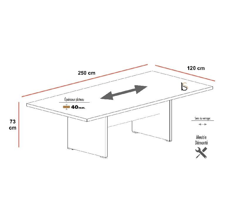 Table de réunion rectangulaire TAK - Mobel Linea. - Non, 250, Chêne veiné_1