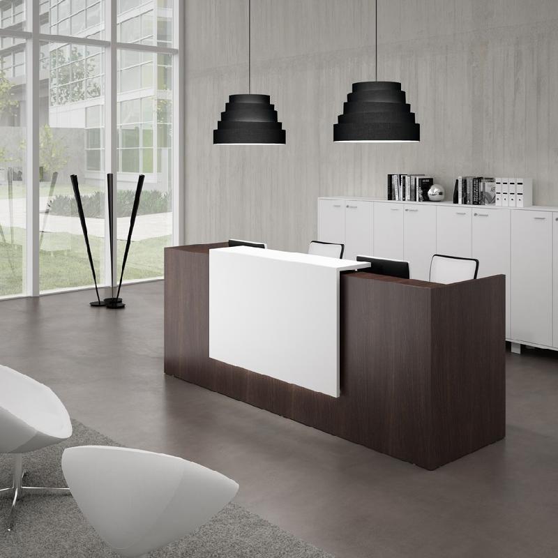 Banque d'accueil droite modèle Z2, ton bois - Officity - 286, Wengé_0