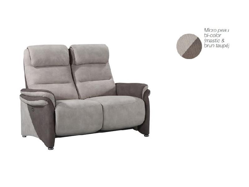 Canapé fixe 2 places Zilia - Microfibre bi-color mastic et brun taupé - Design contemporain et confort optimal_1