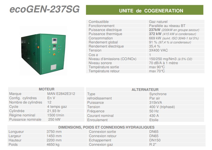 Ecogen-237SG - Cogénération - Cogengreen - Puissance électrique 237 kW (200 kW en groupe secours) - Isolation acoustique et thermique_1
