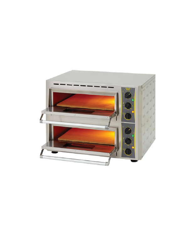 Four à pizzas professionnel - électrique, 2 chambres, acier inox, sole en pierre réfractaire - ROLLER GRILL FPIZ430D_1