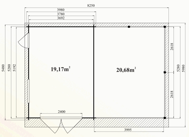 Garage avec carport bois granvillier 44 / 44 m² / toit double pente / porte battante / 8 x 5.50 x 3.31 m_1