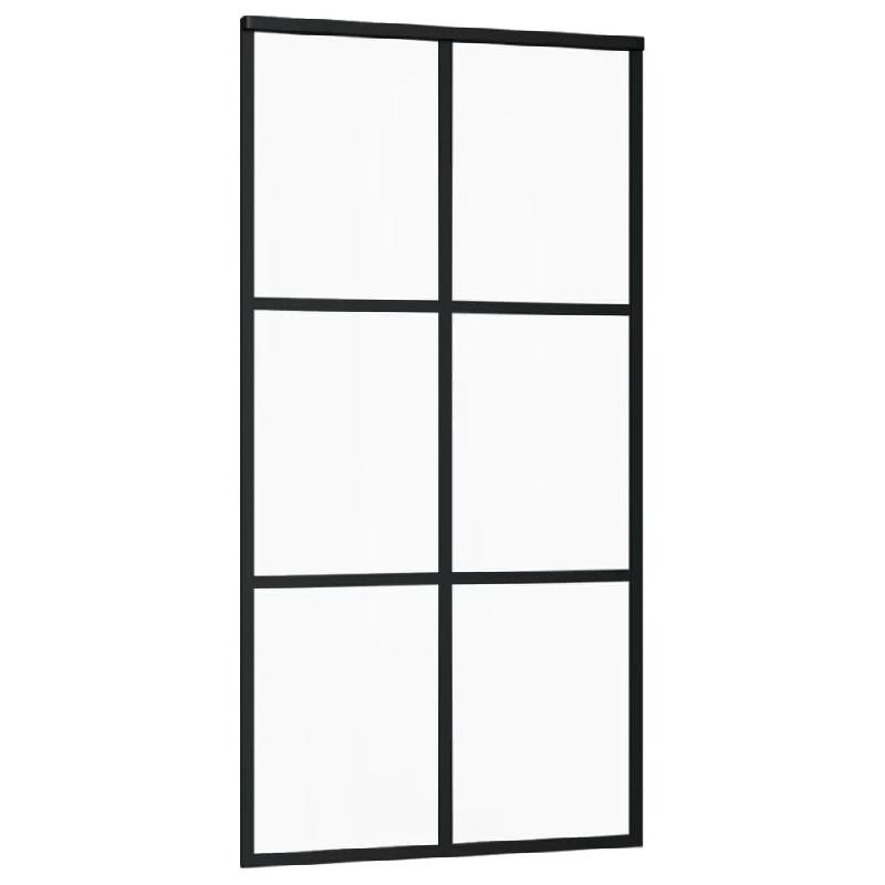 Vidaxl porte coulissante verre esg et aluminium 102x205 cm noir 151013_1