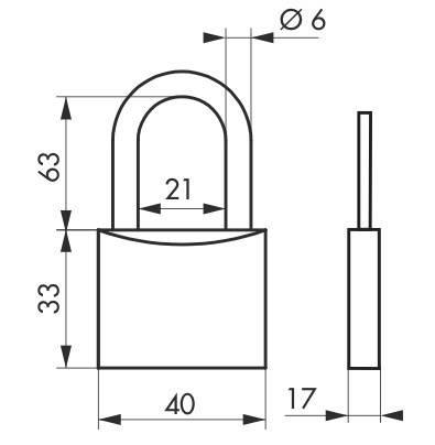 Cadenas à clé Thirard - Aluminium massif 40 mm - Anse 1/2 haute - Double arage et mécanisme à goupilles_1