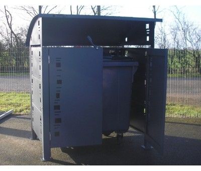 CC - Cache-conteneurs et abris poubelle - POP Industrie - pour 1 bac 4 roues ou 2 bacs 2 roues avec toit arrondi et panneaux décoratifs_1