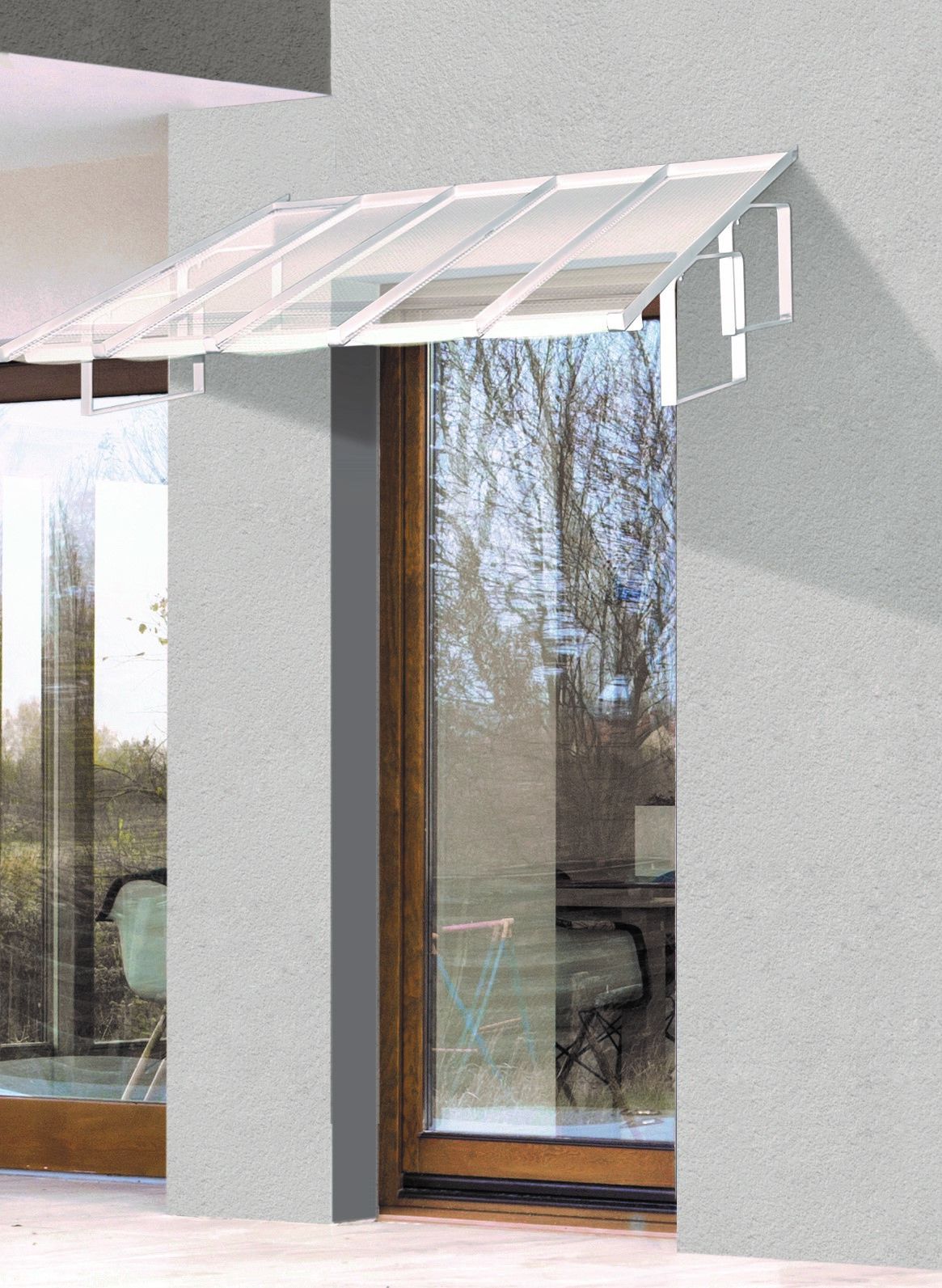 Marquise n°7 - 1,50 x 1,00m - Fixation murale - Verre armé 6mm - Couche d'apprêt blanc_1