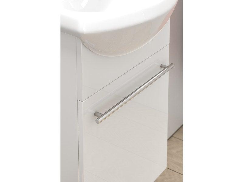 Meuble simple vasque L.42 x H.60 x P.25 cm - imitation bouleau - ROYO - fixation murale - avec miroir et frein de chute_1