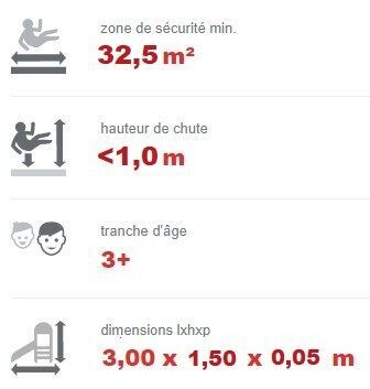 Trampoline PMR - Aires de Jeux Collectivités 1,50 x 3,00m avec rampe d'accès - Référence BT90001 - Conforme EN1176_1