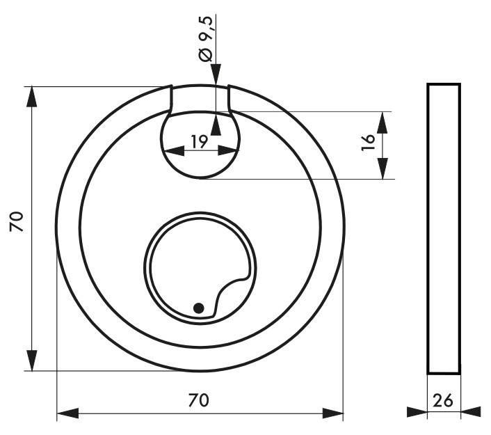 Cadenas à clé Astra+ 70 mm - 3 clés réversibles - Corps en inox et anse en acier cémenté_1