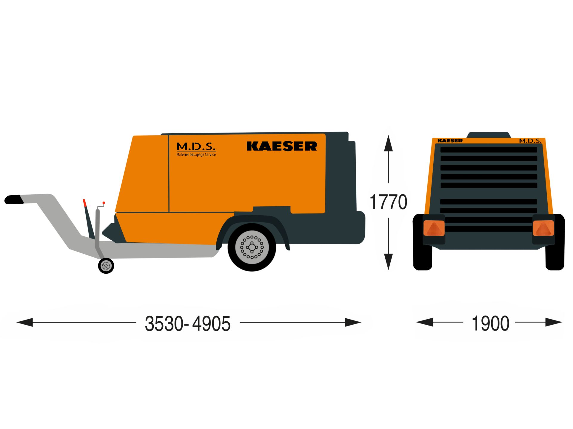 Compresseur mobile de chantier KAESER M125A1 - 11500 l/mn - Moteur Diesel DEUTZ TCD - Pression 7-14 bar_1
