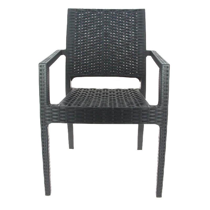 Fauteuil empilable d'extérieur en résine Baleares coloris gris foncé_1