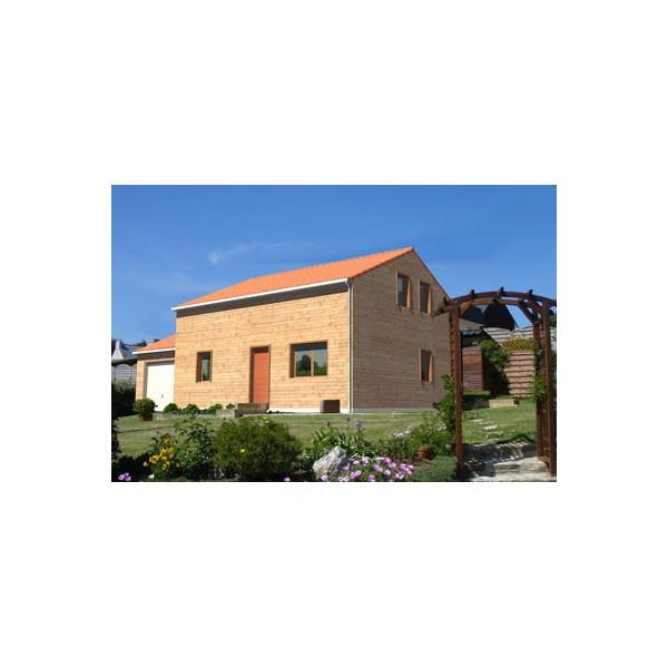 Maison à ossature en bois à étage - Optimale 8 - en kit - surface habitable 97,89 m² - 5 pièces - toit double pente avec garage fermé_1