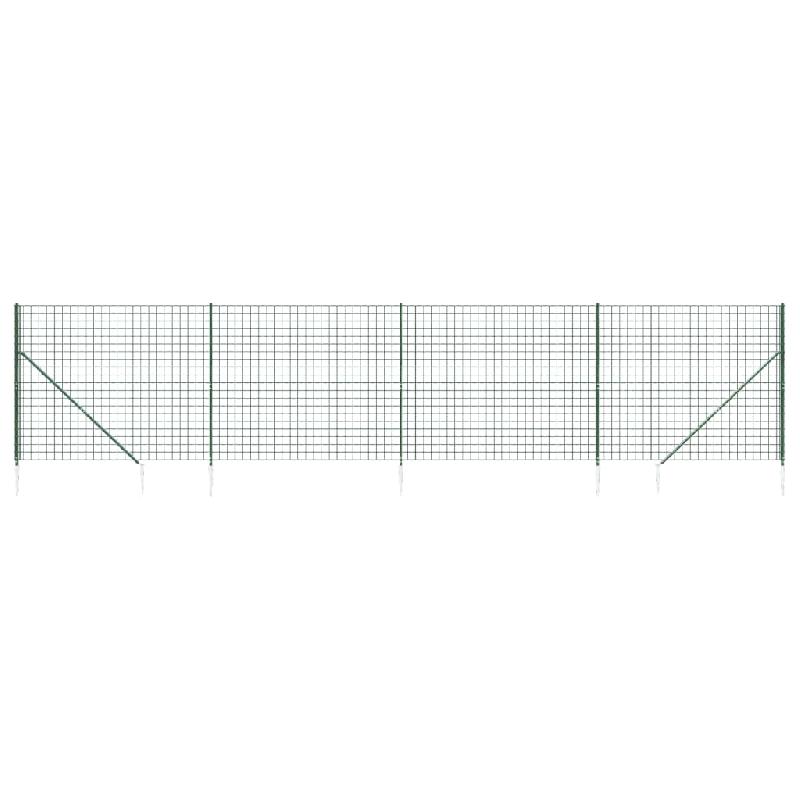 Vidaxl clôture en treillis métallique et piquet d'ancrage vert 1,4x10m 154131_1