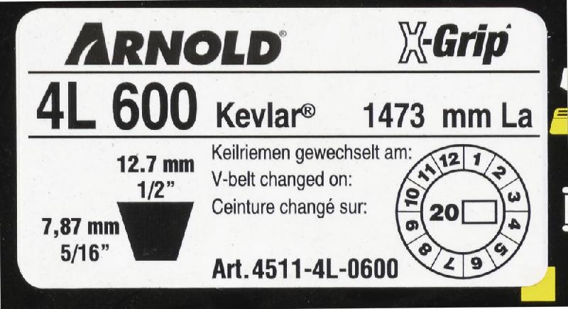 Courroie trapézoïdale X-Grip V - type 4L600_1