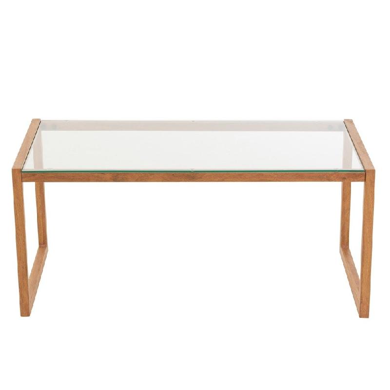 LIVIE - Table basse rectangulaire en métal et verre de sécurité, finition naturelle_1