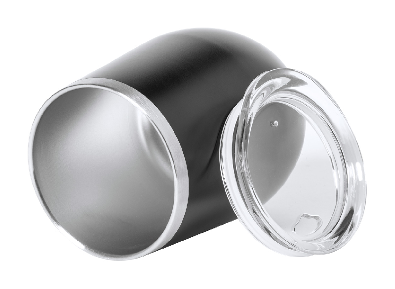 Mug thermos - double paroi en acier inoxydable recyclé - 350 ml - couleur noire_1