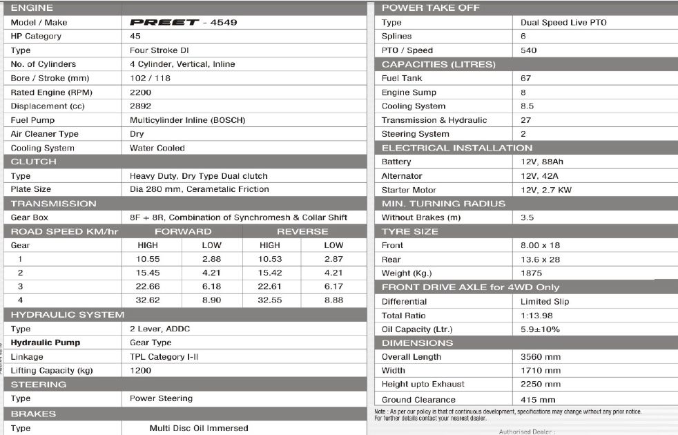 4549 cr tracteur agricole - preet - 4 roues motrices 45 hp tracteur_1