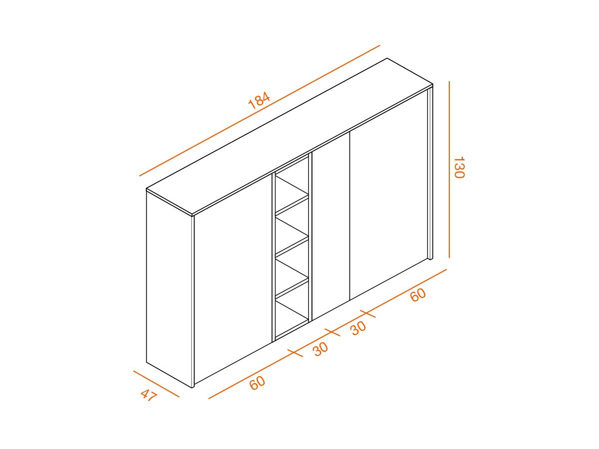 Armoire mi-haute push open laquée OSTARA O7 - L184 x H130 cm - Rangement modulaire avec portes et espace ouvert_1