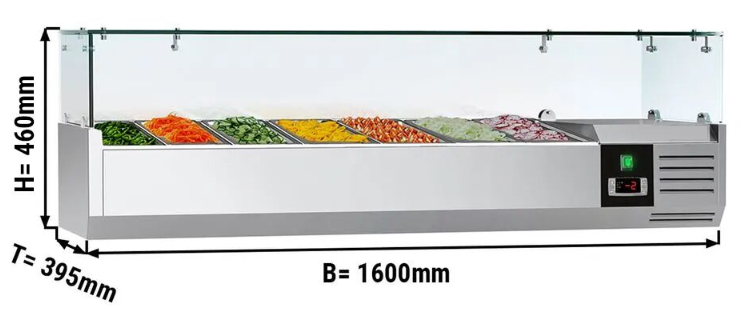 Saladette réfrigérée à poser 7 bacs gn 1/3 - vitrine à ingrédients de 160 cm_1