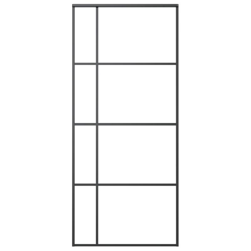 Vidaxl porte coulissante verre esg dépoli et aluminium 90x205 cm noir 151683_1
