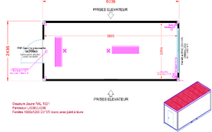 Bâtiment modulaire 6036 x 2436 x 2930 - Structure galvanisée juxtaposable, superposable R+2 - BTS / OSR 15 VERSION 2022_1