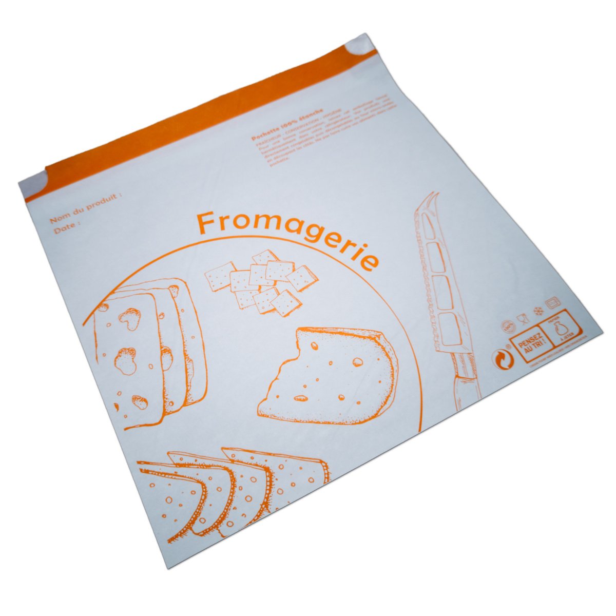 1000 pochettes adhésives personnalisables pour fromagerie - 25×25 cm - Papier 44g/m²_1