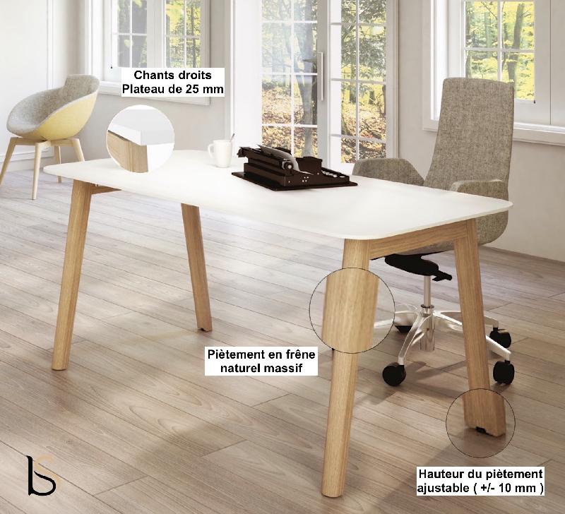 Bureau individuel Cosy Wood - 160, Blanc_0
