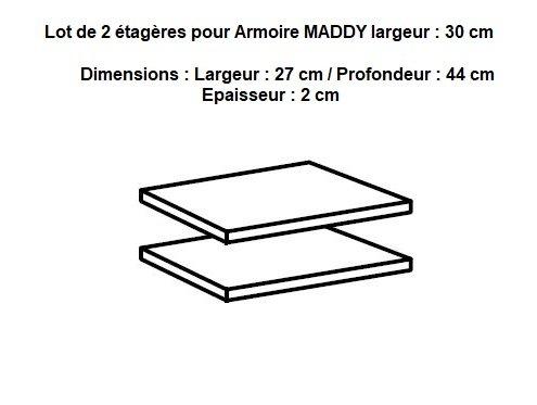 Lot de 2 étagères Maddy - Panneaux agglomérés - Décor Linegrey - L : 30 cm_1
