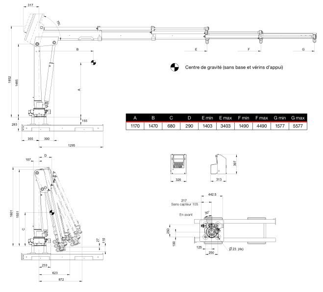 Grue HIAB T-CLX 029 avec commande manuelle et marquage CE