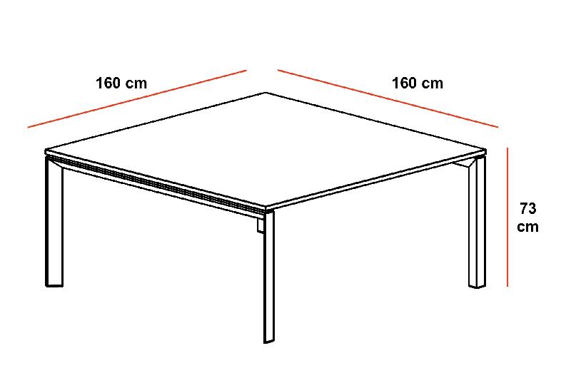 Table de réunion carrée Star - Mobel Linea - Blanc 9010, Acacia foncé_1