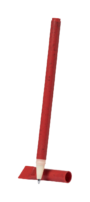 Stylo à bille écologique en plastique paille de blé - capuchon coloré - encre bleue_1