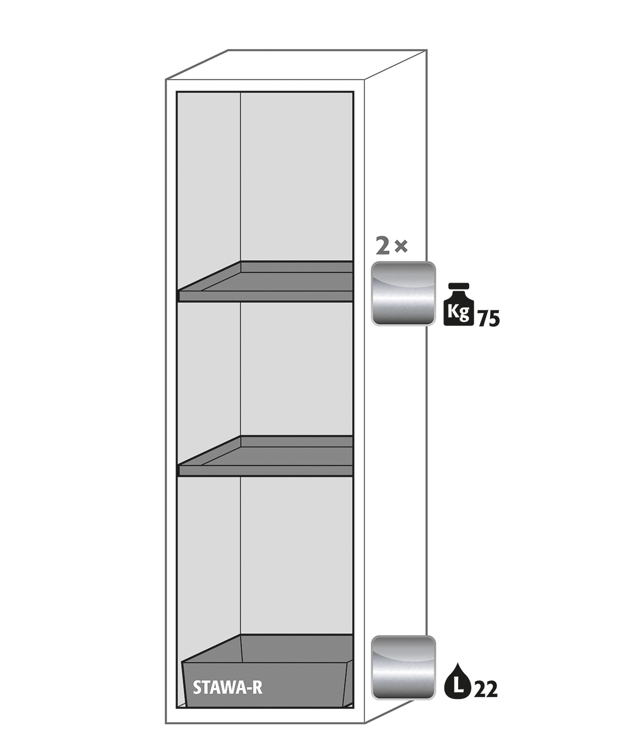Armoire de sécurité S-CLASSIC-90 modèle S90.196.060.WDASR - Réf 30230-001-33453 - Type 90 - Stockage de substances inflammables selon NF EN 14470-1_1