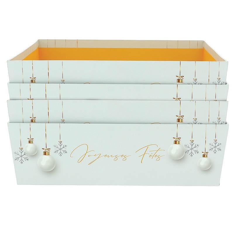 Boite carton carrée empilable Noel Blanc 33x33 -_1