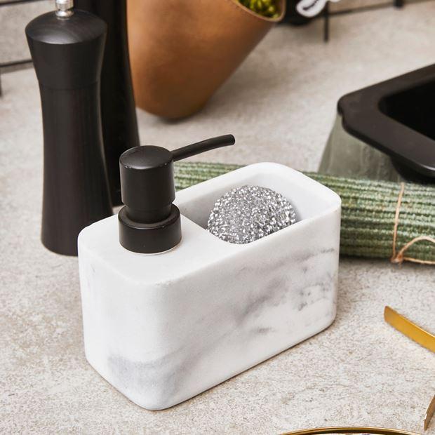 Shadow distributeur de savon avec éponge - Noir ou blanc - Réf. 622405 - H 13,5 x L 14,7 x P 7,5 cm_1
