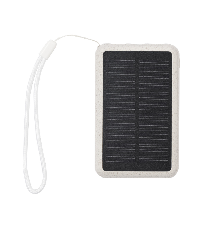 Power bank écologique en paille de blé - chargeur solaire intégré - charge rapide 15W - batterie 5000 mAh_1