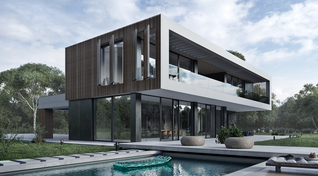 Maison préfabriquée en acier 290 m2 - 2 étages - 5 chambres ou 4 chambres + bureau - ISK270_1