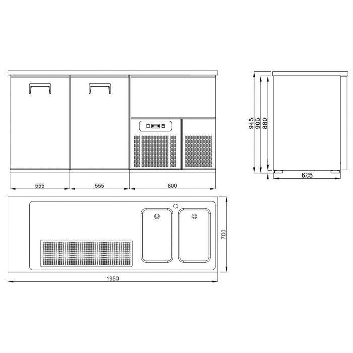 Refroidisseur de bière 2 portes 2r l1950mm 7489.5320 COMBISTEEL_1