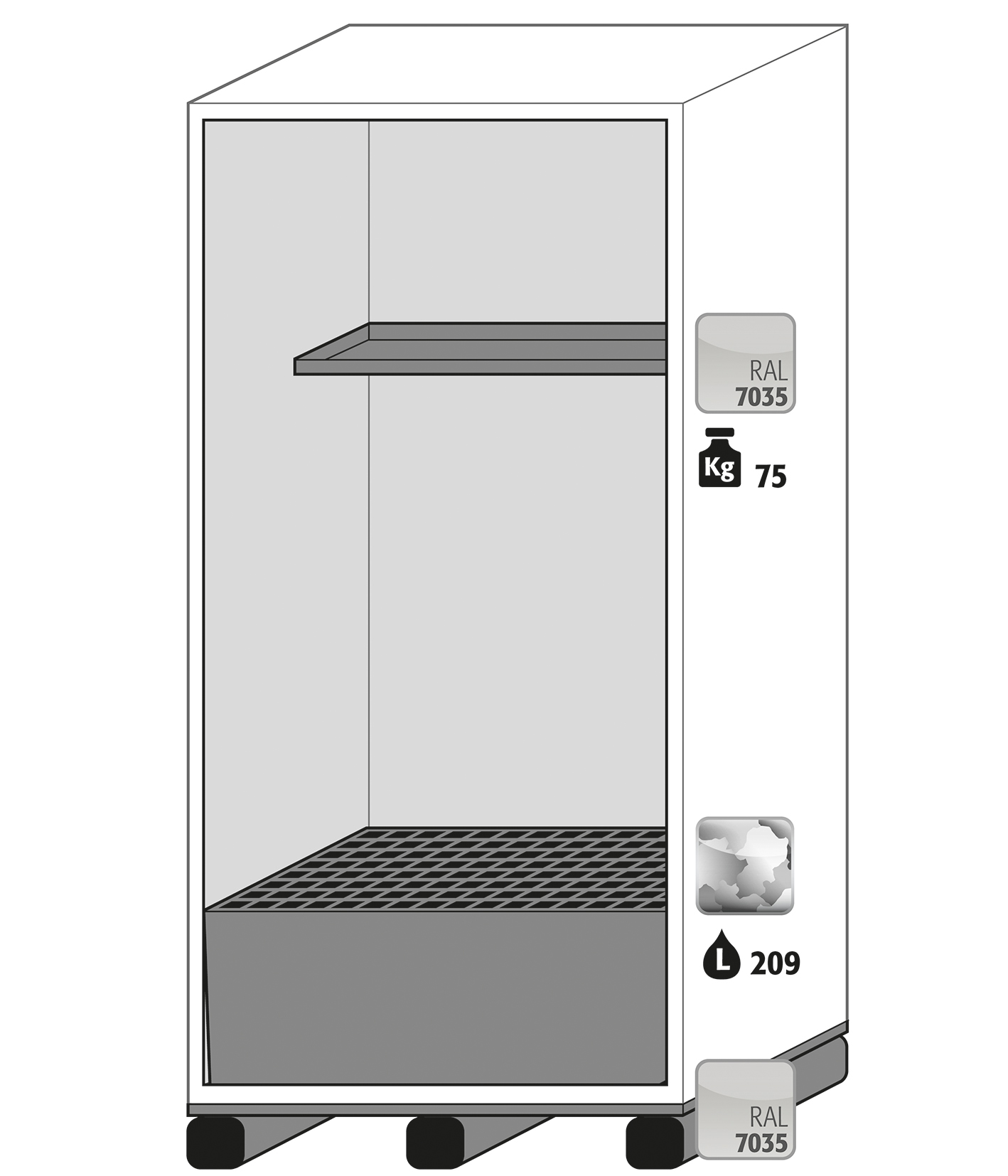 Armoire de sécurité pour produits dangereux XL-CLASSIC-90 - modèle XL90.222.110.WDAS - Réf 30393-001-30397 - Type 90 - stockage de fûts inflammables 200L_1
